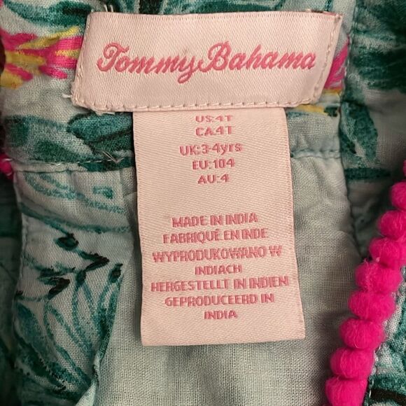 Tommy Bahama Green & Pink Tropical Print Girls Dress Size 4T Sleeveless Summer - Picture 2 of 10